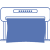Blau-weißes Piktogramm für Digitaldruck (stilisierte Digitaldruckmaschine) 