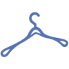 Blau-weißes Piktogramm für Kleiderbügel (stilisierter Kleiderbügel)